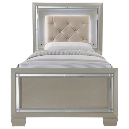 Twin Upholstered Bed with Mood Backlighting